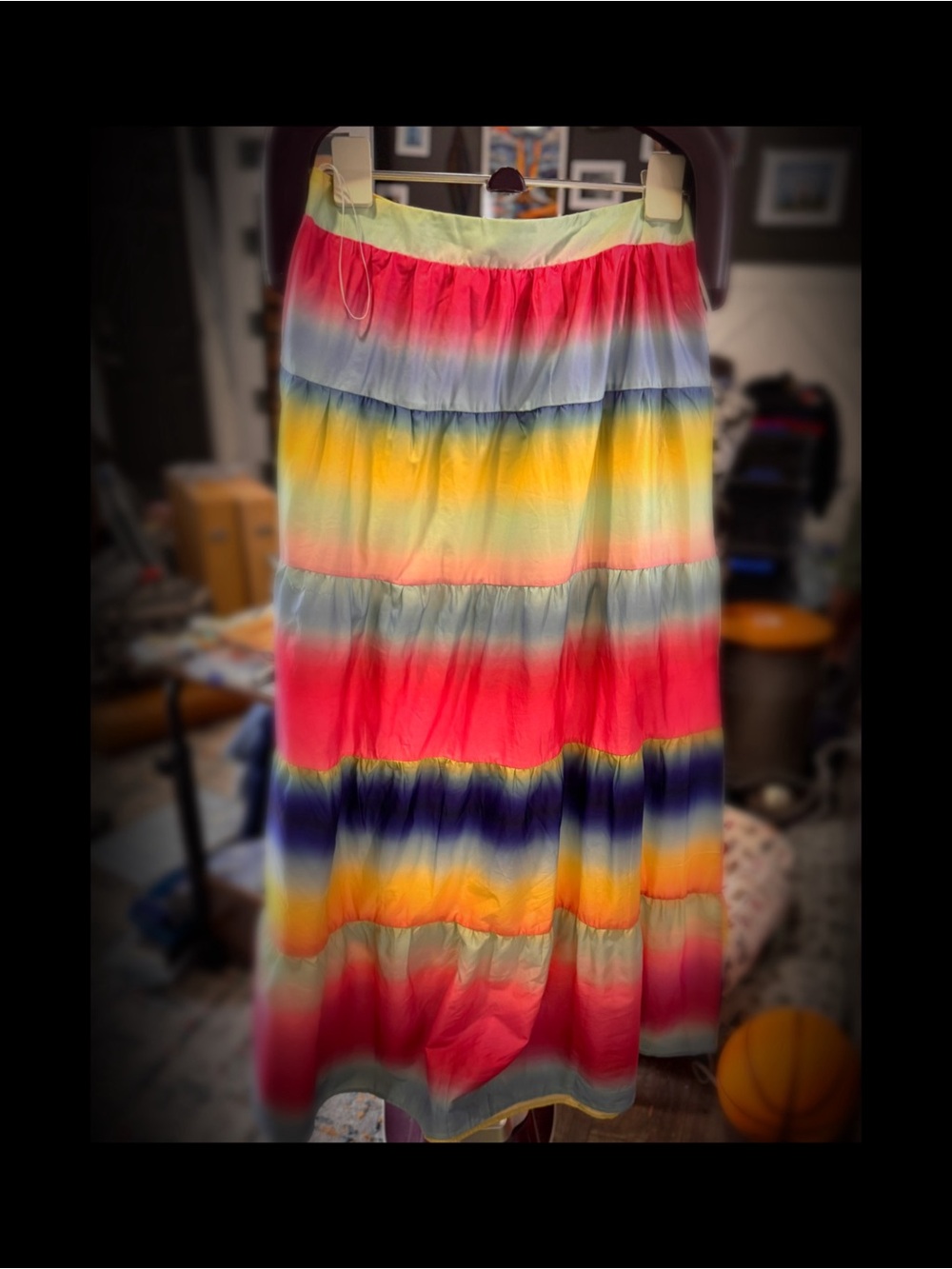 Luxxel Multicolor Tiered Stripe Maxi Skirt - Large